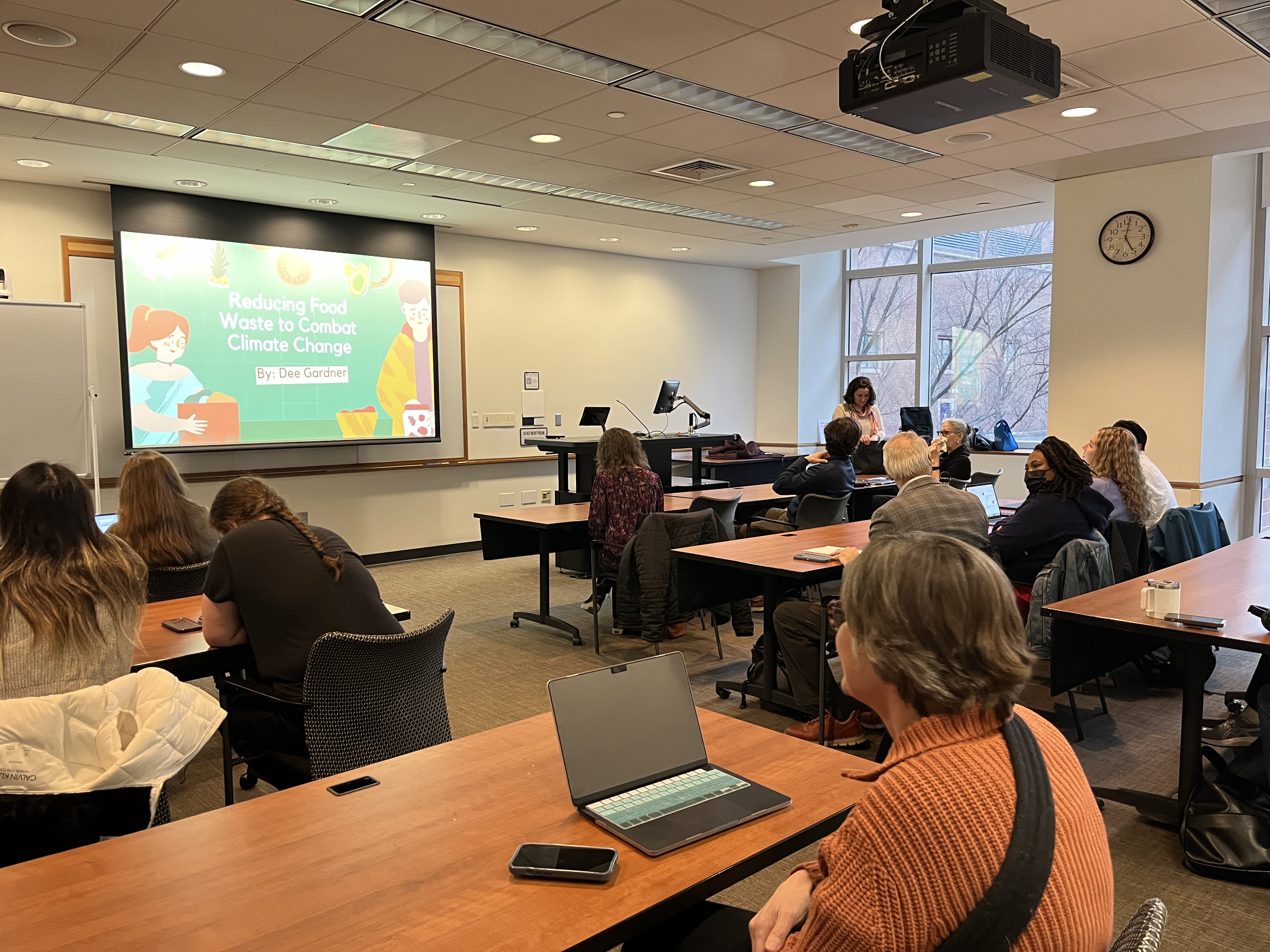 Students present culminating projects in the One Health and Climate Change course, co-taught by Hillary Nelson of the Master of Public Health Program, and Elizabeth Woodward and Erick Gagne of the School of Veterinary Medicine. Image: Xime Trujillo