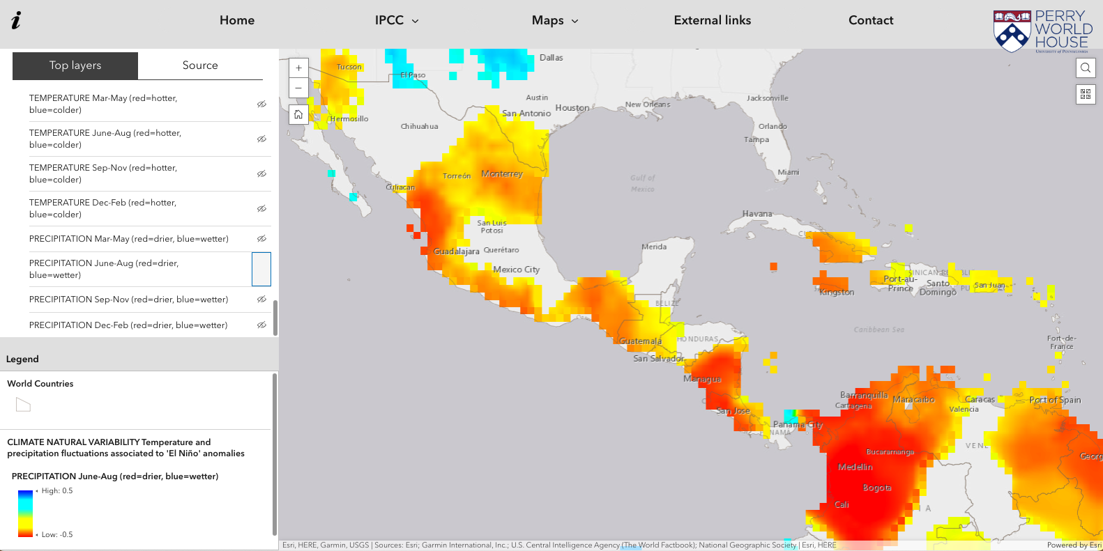 Precipitation anomalies in Central America