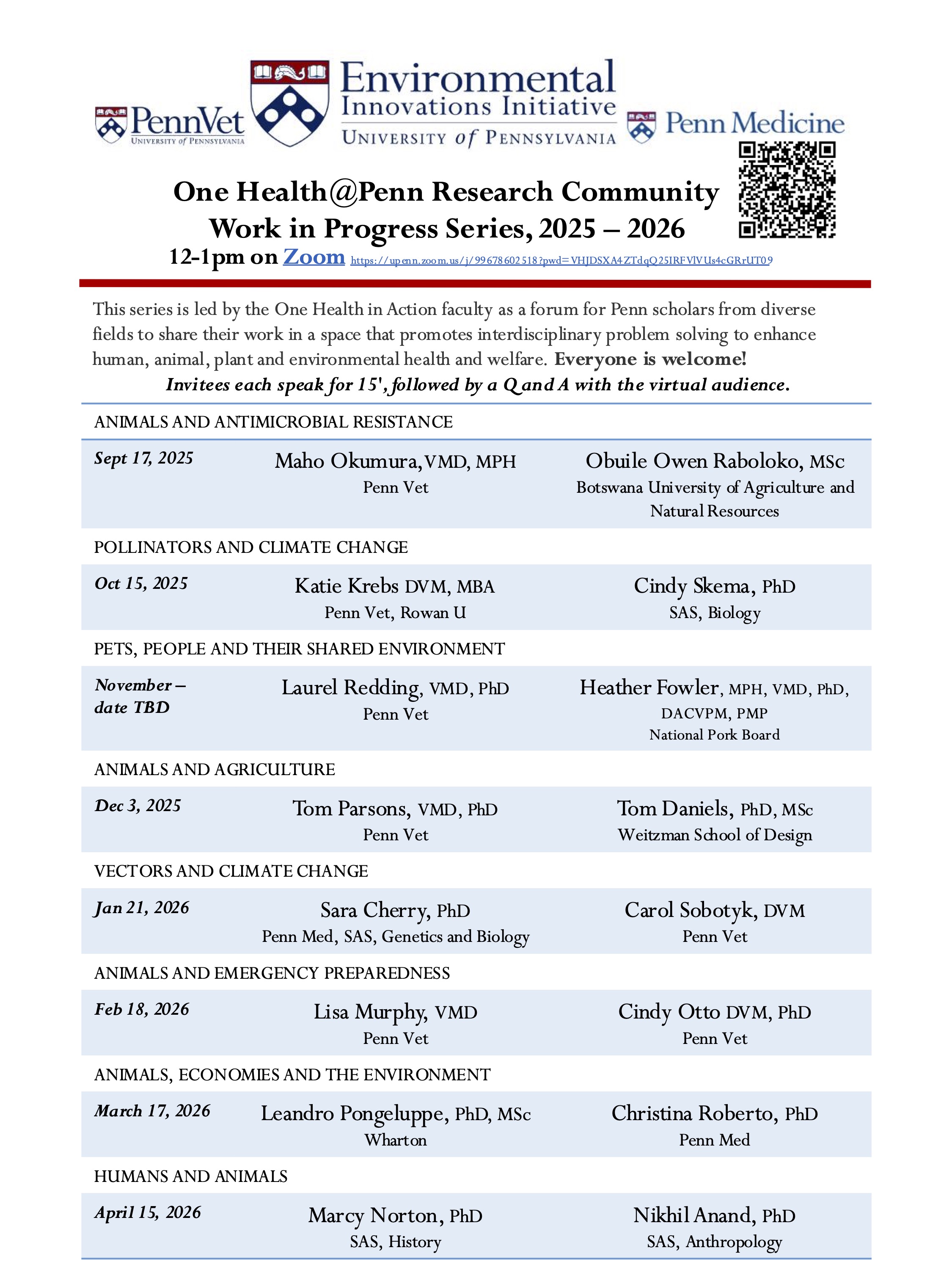 Full program of seminar series