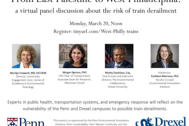 From East Palestine to West Philadelphia: a virtual panel discussion about the risk of train derailment. 