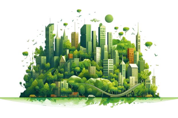 city illustration embedded with greenery