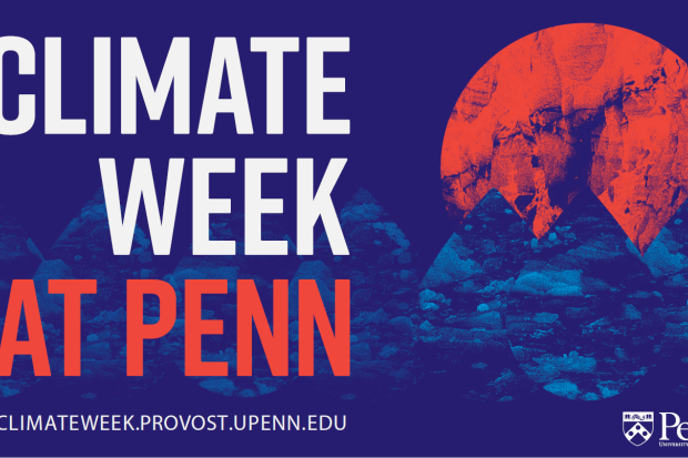 Climate Week at Penn with sun and rain drops in background