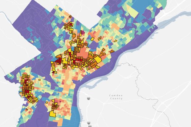 The Philadelphia Heat Vulnerability Index, an interactive map that details the areas of the cities most impacted by rising temperatures, is a product of the Philadelphia Department of Public Health and the Office of Sustainability.