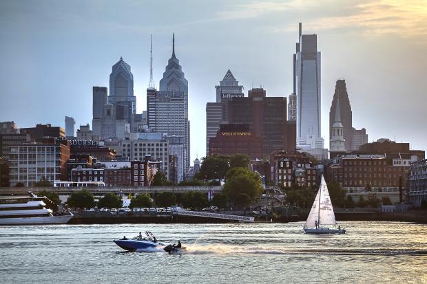 Today the Delaware River in Philadelphia is a site for both recreation and industry. Provisions in the Clean Water Act, passed by Congress a half-century ago, changed the “life history” of many waterways such as this one, Penn experts note.