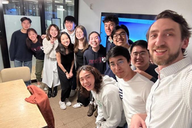 penn climate venture students selfie during a fellows meeting