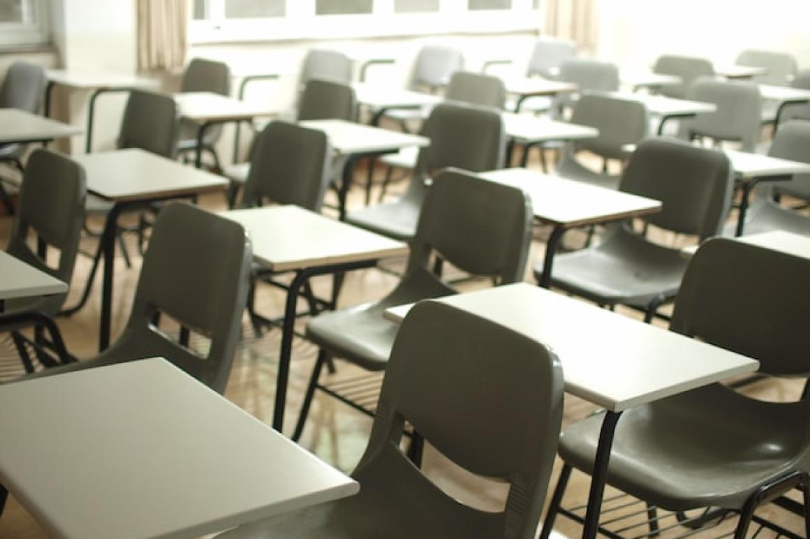 Empty desks in classroom