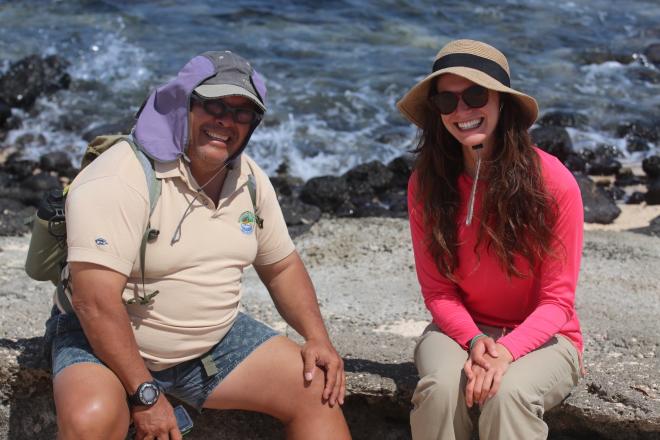 As part of the pilot program for PGRI, Penn students like Victoria Moffitt (right) conducted research in the Galápagos with GERA, a research organization co-led by Ernesto Vaca (left). (Image: Victoria Moffitt)