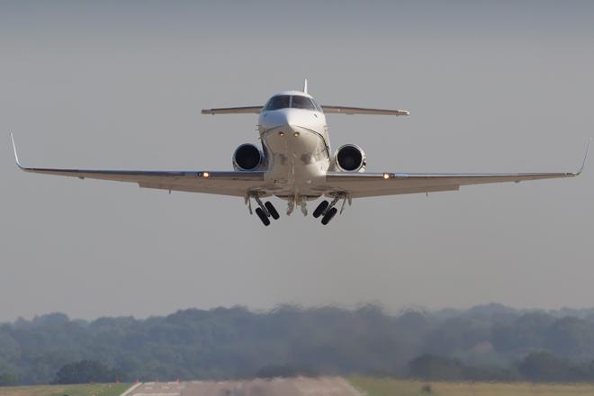 A private jet taking off.