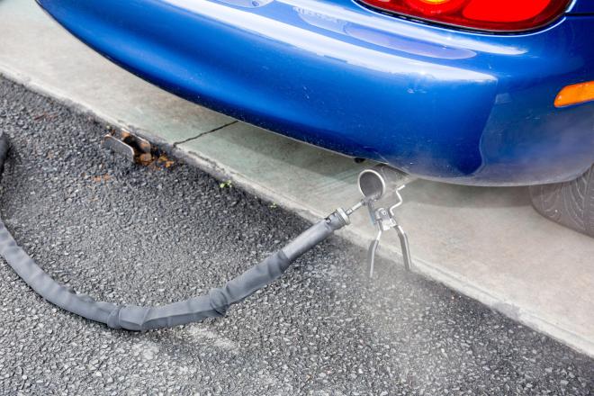 A car getting an emissions test.