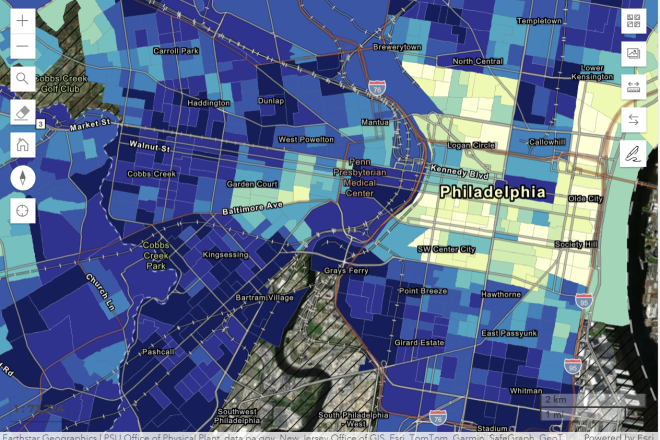 blue green mapping of environmental factors in region
